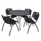 Kee Kee Round Table & Chair Set, Wood, Metal, Plastic Top, Grey TB36RNDGYBPCM47BK - alternate 1